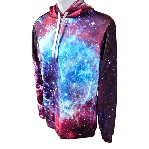 SPACE STAR TIE DYE HOODED PULLOVER SWEATSHIRT SIZE L/XL NWOT - Picture 3 of 11